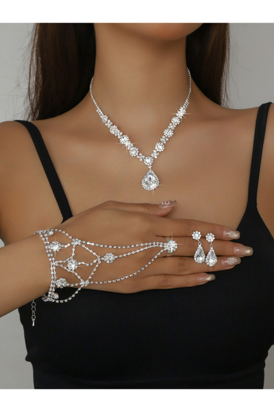 Take Two By Styli 3-Piece Embellished Necklace, Bracelet And Earrings Jewelry...