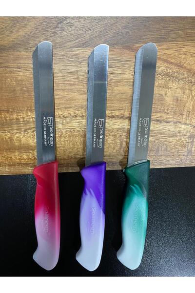 Solingen AKBAŞ HOME/Solingen Orijinal 3’lü Tırtıklı Ebruli Ava Sebze Bıçağı/K...
