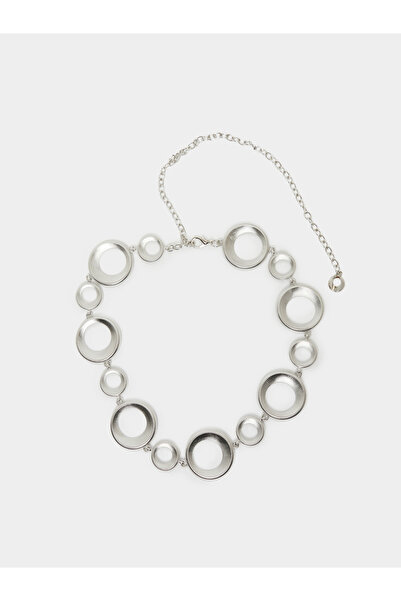 Styli Women Silver Chain Circle Link Belt