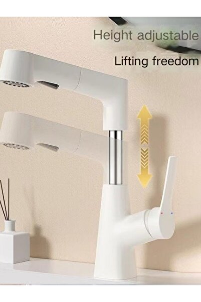 None رفع صنبور المطبخ القابل للسحب، تدفق المياه ثنائي التروس، صنبور النحاس ال...