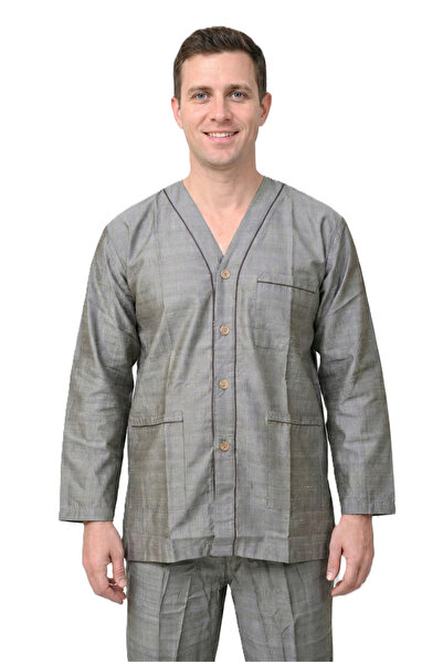Oppland Men's Pajama Set 100% Cotton Fabric Aura Model with Pockets Comfortab...
