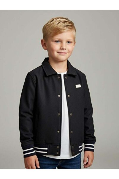 Zekids Boy's Scuba Fabric Jacket with Internal Snap Fasteners