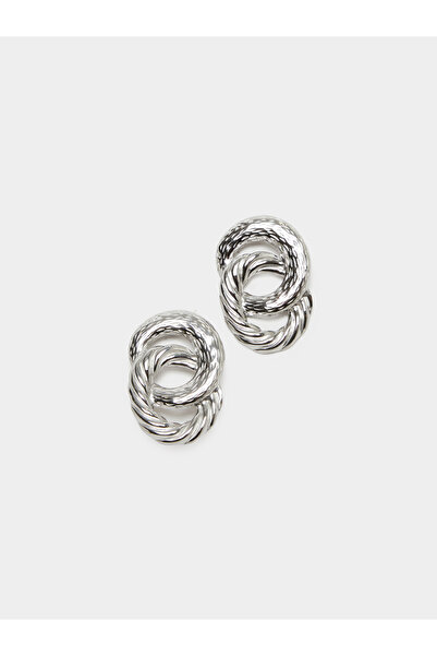 Styli Women Silver Twisted Hoop Earrings