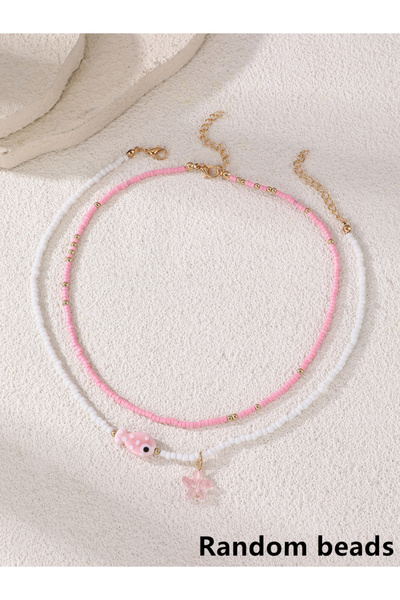 Take Two By Styli Pack of 2 - Pink Beaded Necklace