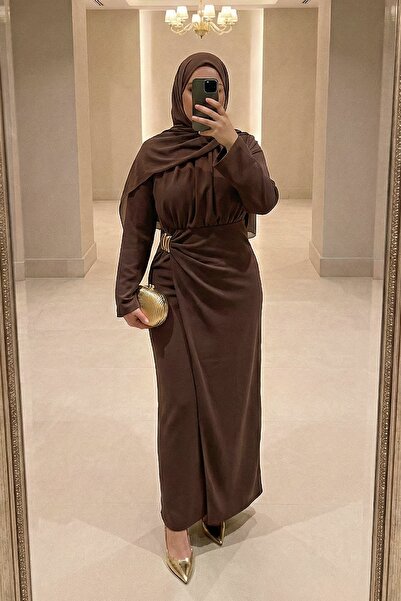 InStyle Rochie maro din crep scuba cu cataramă laterală