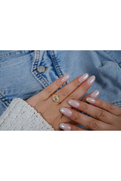 ATELİER TUĞBA خاتم YZK221 قابل للتعديل مع تصميم عيون ملونة ولامعة