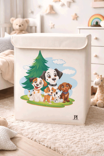 homyjr's صندوق تخزين بغطاء بنمط الكلب - منظم ألعاب وملابس قابل للطي (30x40)