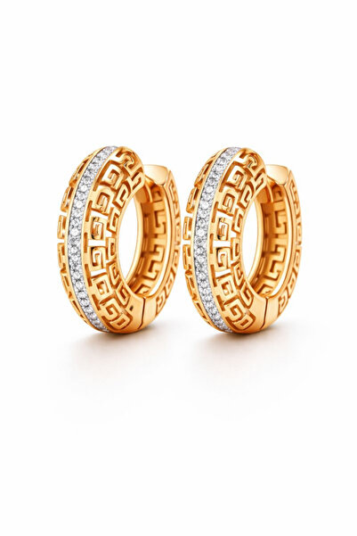 Leo'Stone Xuping Antique Greek Motif Zircon Stone Ringed Rose Color Steel Ear...