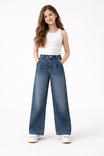 nd jeans Pantaloni de blugi vintage Y2K cu efect decolorat, largi, pentru fet...