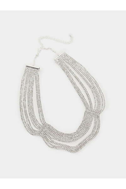 Styli Silver Rhinestone Choker Necklace