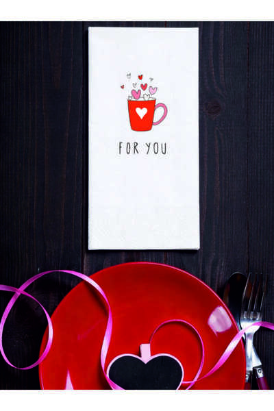 Baskı Adresi Matbaa & Promosyon For You Written Heart Coffee Cup Printed Napk...