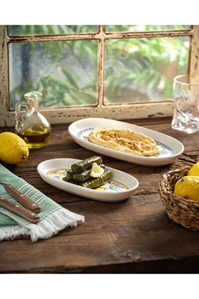 BIRCH BRUSH Birch&Brush Costiera Amalfitana Limon Desenli Kayık Servis Tabağı