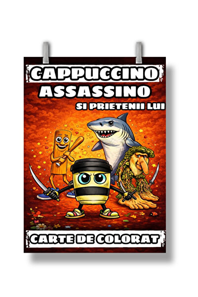 Italian Brainrot Coloring Book, Cappuccino Assassino and His Friends, 100 A4 ...