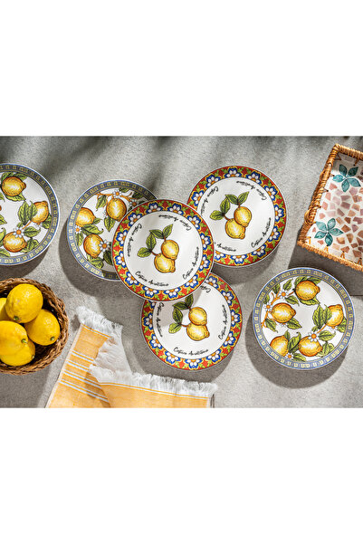 BIRCH BRUSH Birch&Brush Costiera Amalfitana Limon Desenli Pasta Tabağı Seti