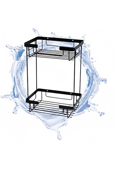 Blue Love Dikdörtgen Siyah İkili Şampuanlık | Duvara Monte Banyo Şampuan & Sa...