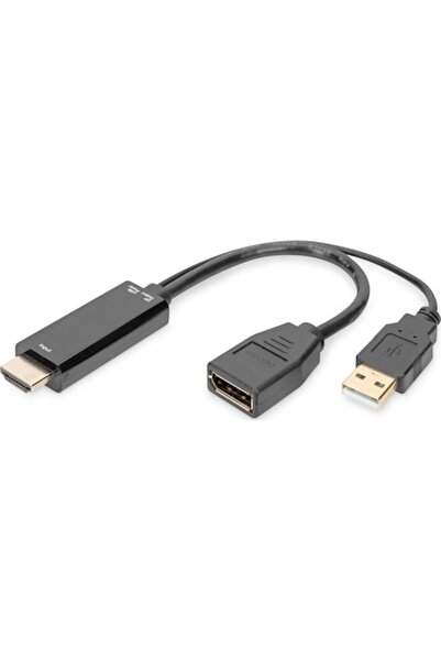 Digitus Adaptor HDMI la DisplayPort/USB-A, 20 cm, negru