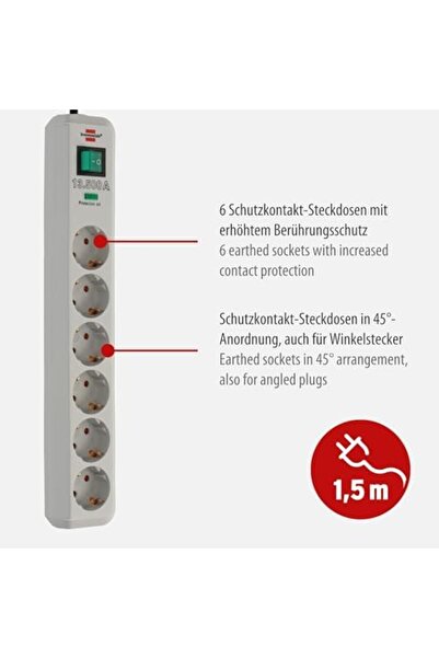 Nacario Nrcrioshop 13,500 Ampere 6-Outlet Surge Protected Extension Socket Wh...