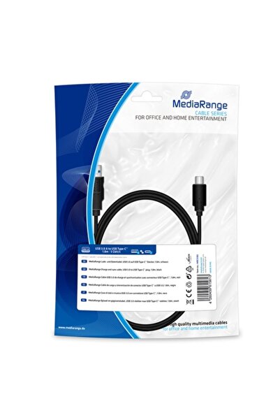 MediaRange Καλώδιο φόρτισης και συγχρονισμού, USB 3.0/USB Type-C, 1,8 m, μαύρο
