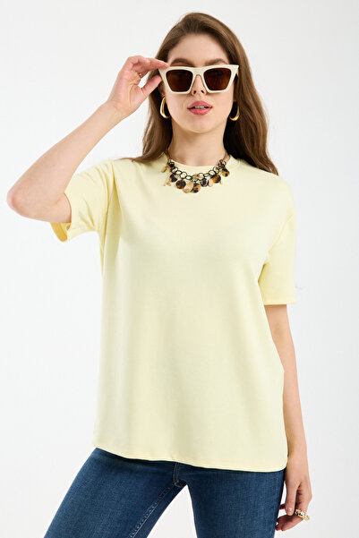 Clothes Fast Tricou de bază pentru femei, cu decolteu tip crew, din bumbac, c...