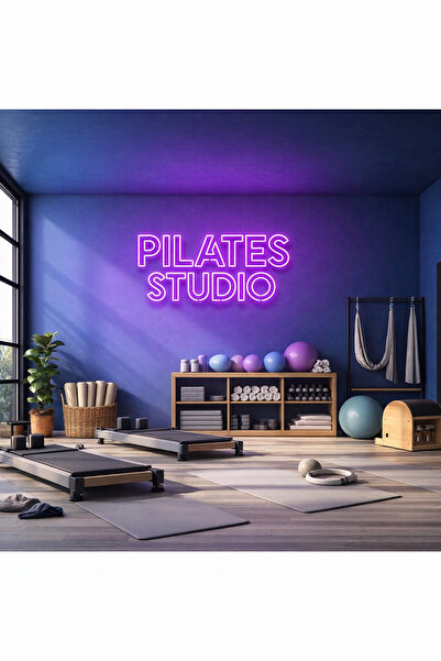 dekoraven Pilates Studio Neon Tabela | Spor & Stüdyo Dekorasyonu(80x40cm)