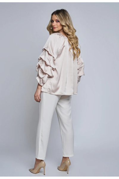 OEM Casual satin blouse, Azalea, with ruffled sleeves