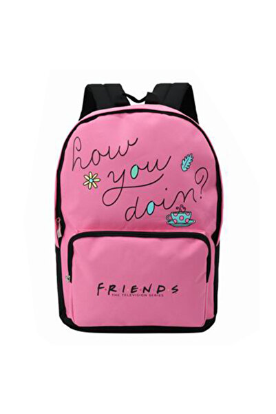 PIGNA Rucsac pentru adolescenți de gimnaziu Friends roz cu 2 fermoare