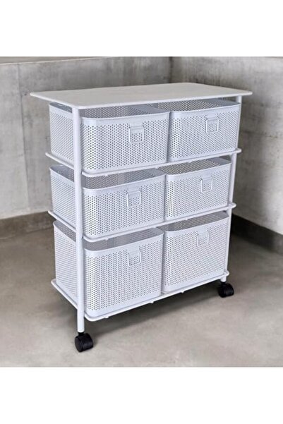 Yıldızan svticaret Hafsa 3 Katlı Bölmeli Paslanmaz Metal Sebzelik (Beyaz) 105...