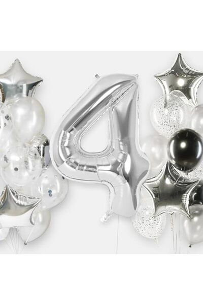 Nacario بالون عيد ميلاد رقم 4 من NrcrioShop xesha بالون عيد ميلاد فضي اللون 1...