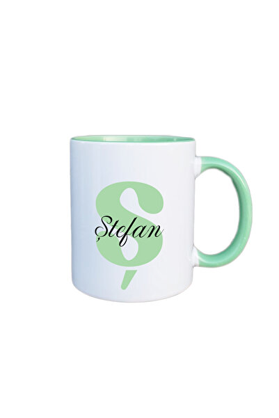 AFFIX THE DIFFERENT PERSPECTIVE Personalized mug, white with green interior a...