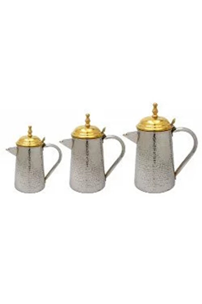 BASURRAH Milk jug set, 1-1.2-2 liters, silver color