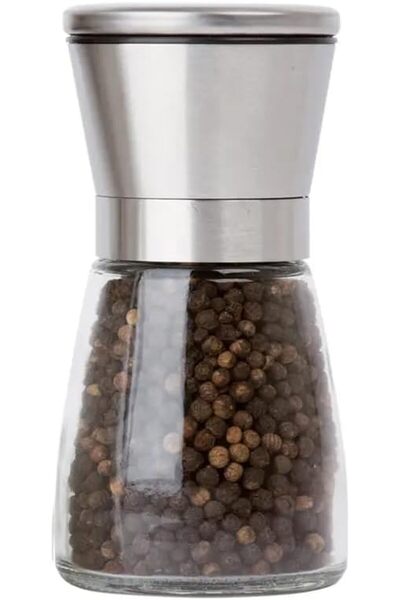 Nacario Nrcrioshop Glass Body Stainless Steel Lid Spice Grinder Salt and Pepp...