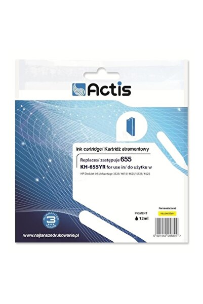 Actis Compatible HP 655 Ink Cartridge, Yellow, 12ml,