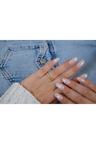 ATELİER TUĞBA خاتم YZK246 ذهبي اللون قابل للتعديل مرصع بالأحجار