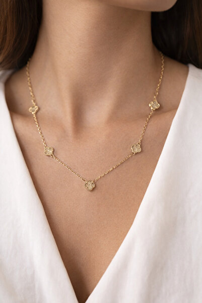 Sebu Store Çekik 5’li Yonca Kolye