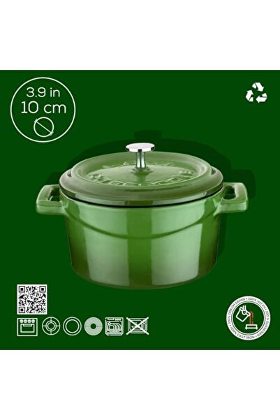 Yıldızan Esnshop Metal Cast Iron Mini Pot, 10 Cm, 0.35 L Volume, Green 1209132