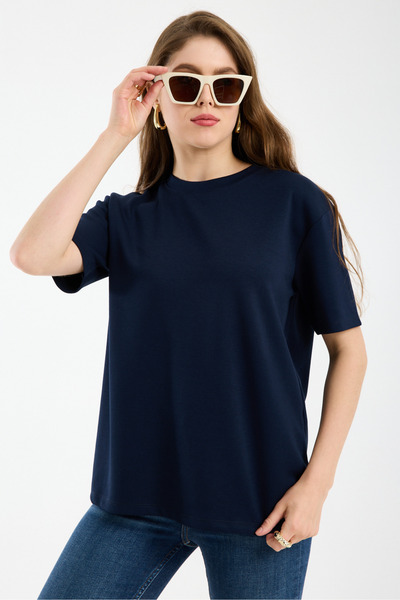 Clothes Fast Tricou de bază pentru femei, cu decolteu tip crew, din bumbac, c...