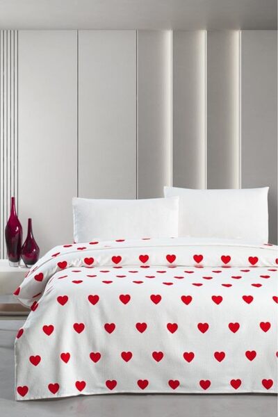 Yıldızan gzmshop Hamlet Çift Kişilik Pike Yatak Örtüsü 220x230 Kırmızı 1247171
