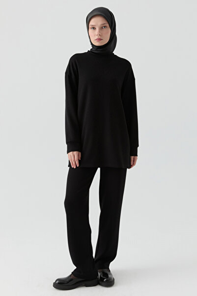 Tuğba Işıltılı Taş Detaylı Tunik Takım - Siyah