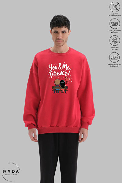 Nyda Collections Unisex Forever Printed Crew Neck Hoodless Oversized 100% Cot...