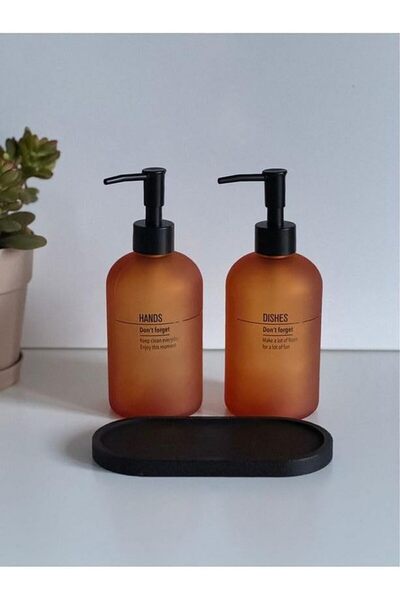 Nacario Nrcrioshop Orange 2-Piece Countertop Liquid Soap Dispenser Set with B...