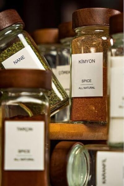 Nacario طقم NrcrioShop مكون من 12وعاء توابل زجاجي بغطاء أكاسيا بامبو و120 مل ...