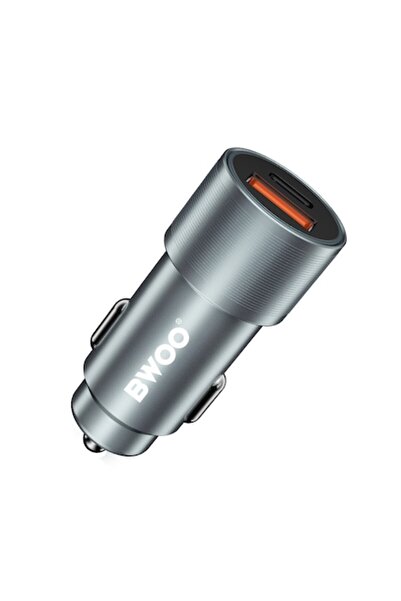 Bwoo Încărcător auto rapid de 38W, BO-CC73, QC 18W + PD 20W, Gri-Argintiu