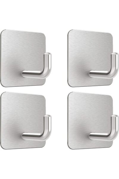 Choice Silver 4 Vertical Heavy Duty Adhesive Towel Hook Stainless Steel Adhes...