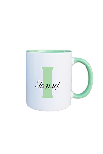 AFFIX THE DIFFERENT PERSPECTIVE Personalized mug, white with green interior a...