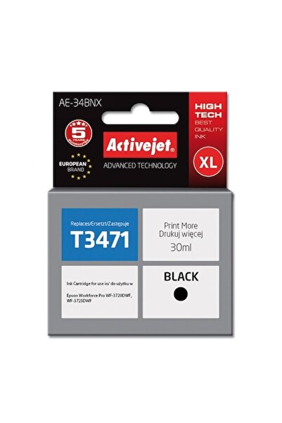 ActiveJet Ink Cartridge, Activejet, Compatible with Epson 34XL T3471, Black