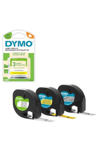 Dymo Комплект от 3 оригинални етикета LetraTag 12 мм x 4 м