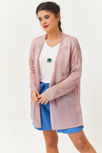 LE CARAMBOLE Women's Powder Thin Summer Knitwear Cardigan