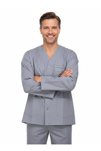 Oppland طقم بيجامة رجالي 100% قطن، موديل ساراي، مريح مع جيوب، مقاس كامل