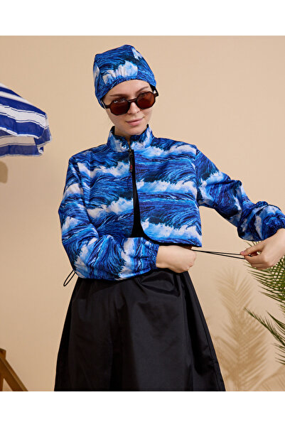 GAVLİA Women's Hijab Swimsuit 4-Piece Set - Half-Covering with Zipper..