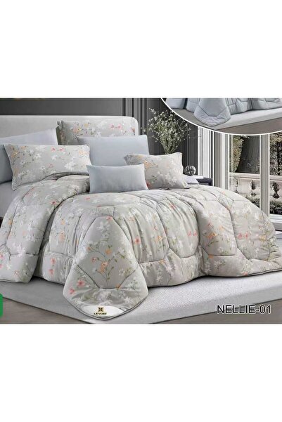 alzawia Luxury 8-piece summer double bed set with a floral pattern, cotton